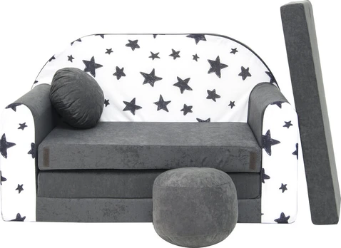 Vaikiška sofa Welox AC1, balta/pilka