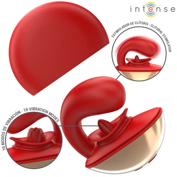 Intense Fun INTENSE - MARIAH VIBRATOR & STIMULATOR IN U SHAPE 10 VIBRATIONS Raudonas