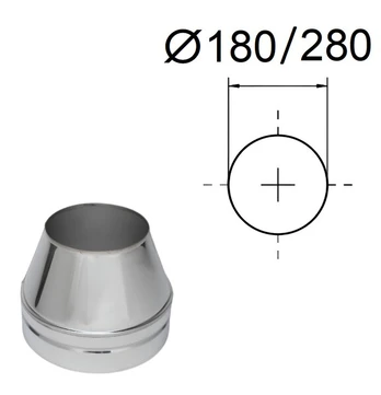 Kūgis - viršutinė kamino dalis. D-180/280 mm.