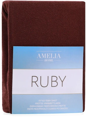 Frotinė paklodė su guma Ameliahome RUBY Brown, 180x200 cm