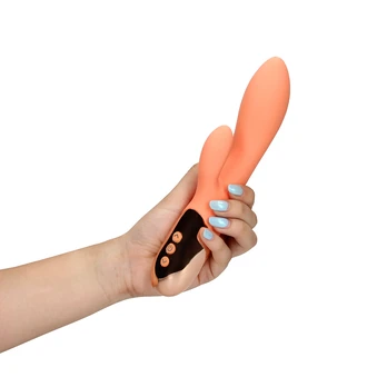 Loveline By Shots Ultra Soft Silicone Rabbit Vibrator - Ceramic Peach
