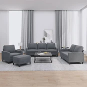 Sofa Sofos komplektas su pagalvėlėmis, 4 dalių, pilkas, aksomas kaina