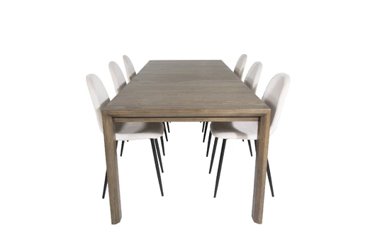 Slider Extention Table - Smoked Oak - 170+40+40cm +Polar Dining Chair- Black le