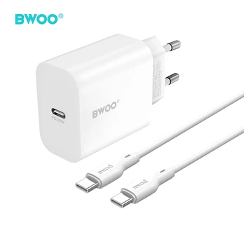 BWOO wall charger CDA233 PD 20W 1x USB-C with USB-C - USB-C cable baltas