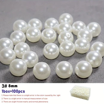 Karoliukai ABS, 3#8mm-100pcs