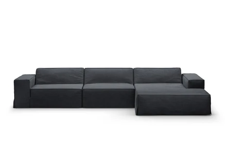Modular Right Corner Sofa, "Jodie", 4 Seats, 284x166x70, Grey And Blue