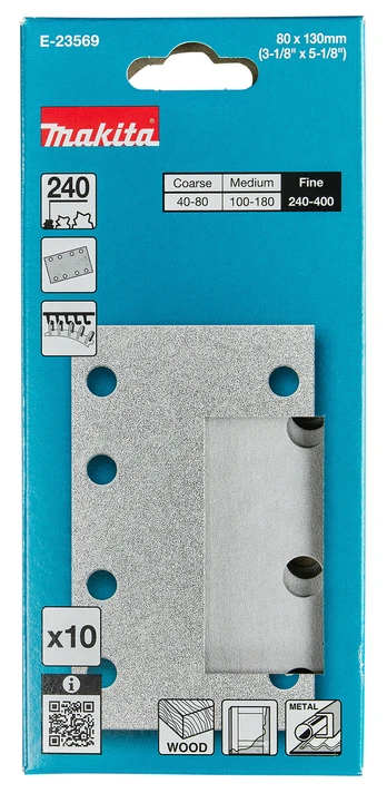 Šlifavimo lapas Makita E-23569, 240, 13 cm x 8 cm, 10 vnt.