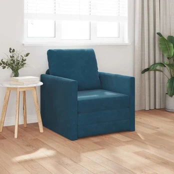 Grindinė Sofa Lova 2-in-1 Mėlyna 74x77x81 cm Aksominė