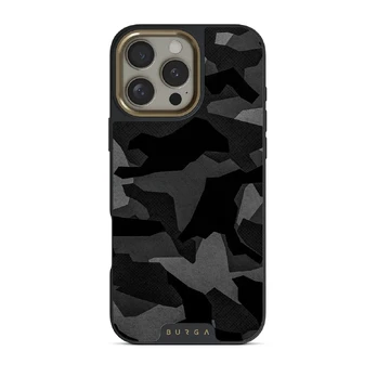 Night Black Camouflage - iPhone 16 Pro Case, Elite Dark (MagSafe) / Gold