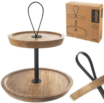 Medinė 2 pakopų lėkštė, 30 cm
