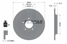 TEXTAR 92293403 Brake Disc kaina