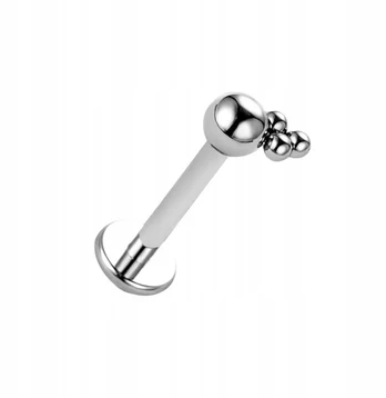 Sidabrinis Labret auskaras su rutuliukais, titanas 1.2/8/5