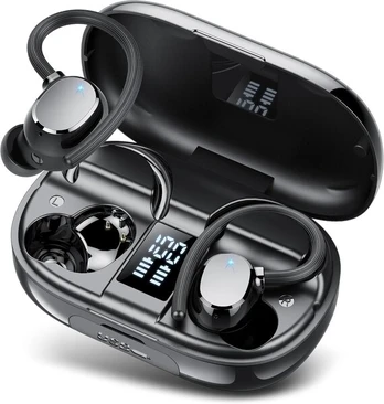 Sportinės ausinės, 128 val., Bluetooth 5.3, juodos