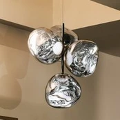 Tom Dixon LED pakabinama lempa „Melt Chandelier Mini“, sidabrinė