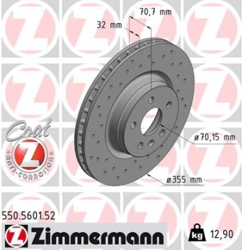 Stabdžių diskas ZIMMERMANN 550.5601.52
