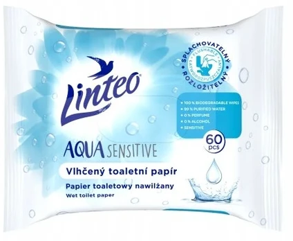 Linteo Aqua Sensitive drėgnas tualetinis popierius, 60 lapelių