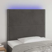 Galvūgalis su LED, tamsiai pilkas, 90x5x118/128cm, aksomas kaina
