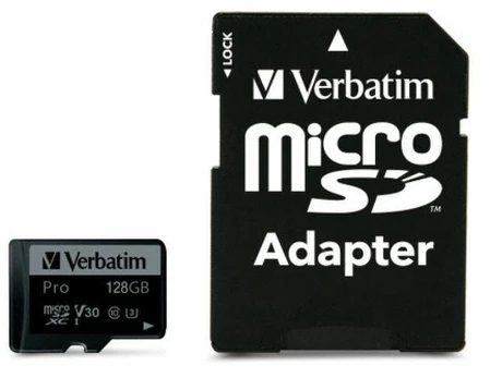 SD MicroSD Card 128GB Verbatim SDHC Pro Class 10 + Adapter retail
