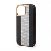 iLike iPhone 15 Pro deimantai ir odinis Apple juodas dėklas