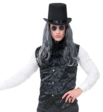 Satin "GOTHIC VEST WITH JABOT & GEM"
