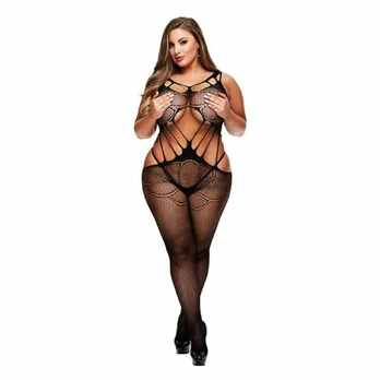 Baci Criss Cross Bodystocking Queen Size - Elegant Mesh Design