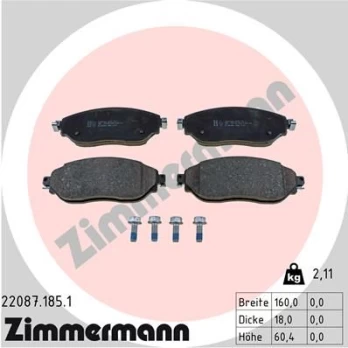 Stabdžių trinkelių rinkinys, diskinis stabdys ZIMMERMANN 22087.185.1