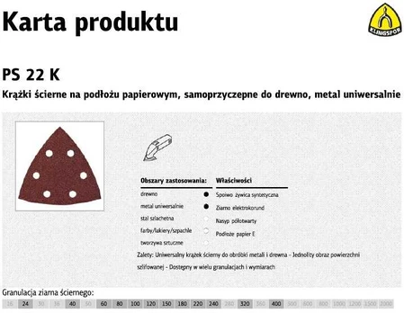 Klingspor K.PAPIER TRÓJKĄT PS22K P 80 GLS15