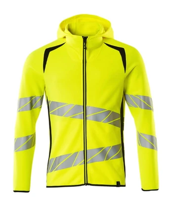 Hoodie with zipper, Accelerate Safe, CL3 yellow/black M, Mascot