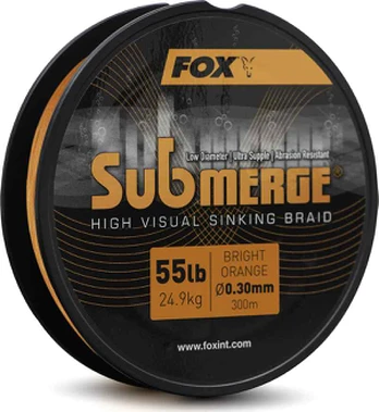 Valas Fox Submerge Orange Sinking Braid, 300 m, 0,30 mm, 55 lb, 24,9 kg