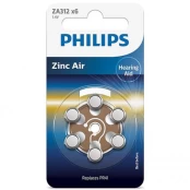 Battery Philips Zinc Air 1.4V 6-blister (PR41 / brown tab) kaina