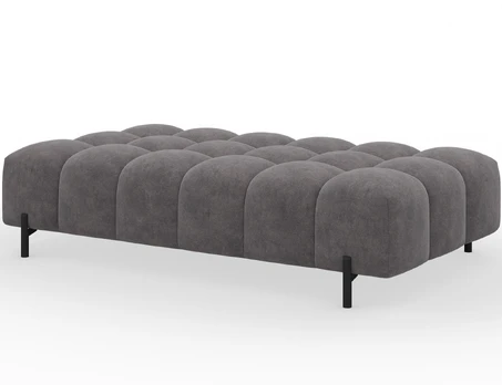 Ferivo quilted pouffe on legs, grey velvet, Modern, Gray