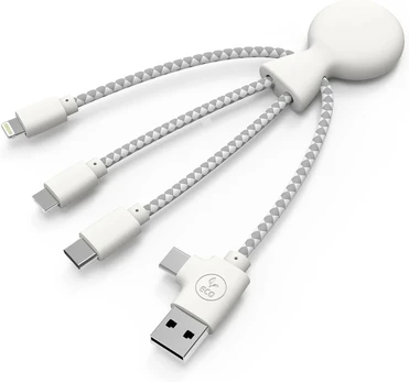 Xoopar Mr Bio 4-in-1 Usb laidas su skirtingais jungtimis, baltas