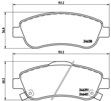 Stabdžių trinkelių rinkinys, diskinis stabdys BREMBO P28045