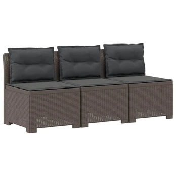 3-vietė sodo sofa su pagalvėlėmis, Rattan išvaizda PP
