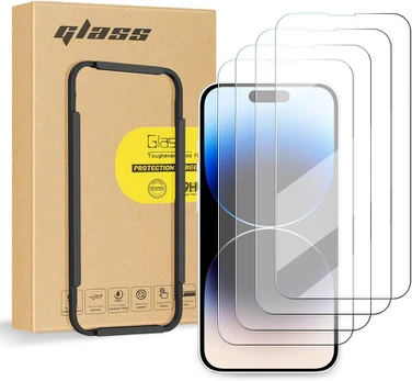FYYY apsauga iPhone 14 Pro MAX, 6,7 colio, 4 dalių grūdinto stiklo,