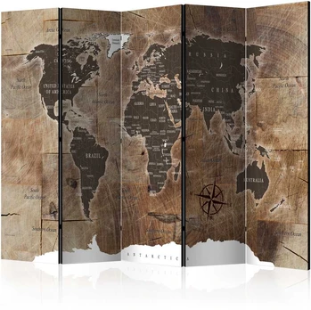 Artgeist Pertvara - Room divider – Map on the wood