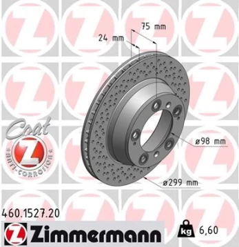 Stabdžių diskas ZIMMERMANN 460.1527.20
