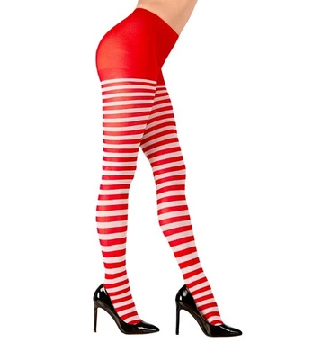 WHITE-RED STRIPED PANTYHOSE 70 DEN