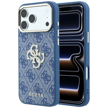 Dėklas Guess 4G & Big Strass Logo do iPhone 18 Pro Max / 17 Pro Max mėlyna
