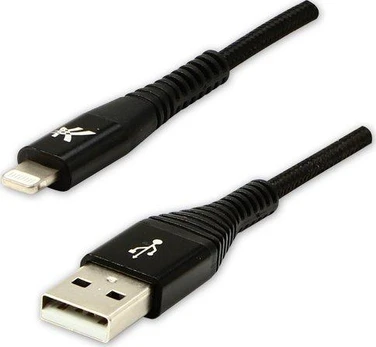 USB kabelis Logotipas USB-A - Žaibas 1 m Juodas