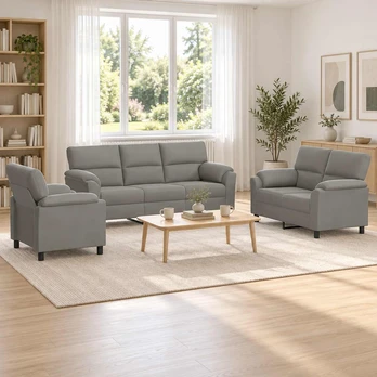 Sofa Sofos komplektas 3 vnt. Šviesiai pilka Aksomas