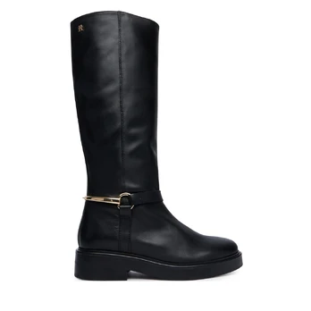 Tommy Hilfiger Jojikų batai Th Stud Leather Knee Riding Boot FW0FW09608 Juoda