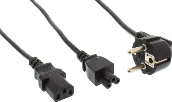 Maitinimo kabelis InLine Adapteris "Y" Schuko - IEC C5 / IEC C13 2m (16653D)