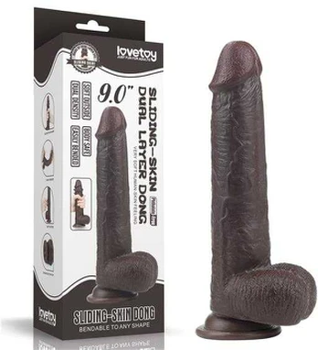 LOVETOY 9'' Sliding-Skin Dildo Coffee
