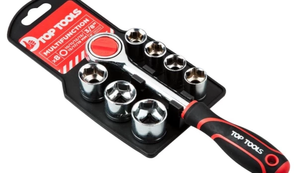 Terkšlė + 7 galvutės TOP TOOLS, 3/8" (38D142)