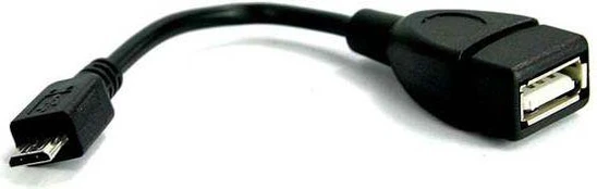 USB kabelis (2.0), microUSB (M) - USB A F, 0.15m, OTG, juoda, EOL