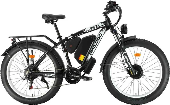 Elektrinis dviratis PHILODO H8 AWD, 26", 22Ah, juodas