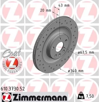 Stabdžių diskas ZIMMERMANN 610.3730.52