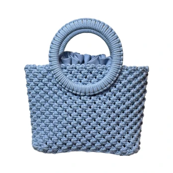Macrame rankinė - Maia - dangaus spalvos