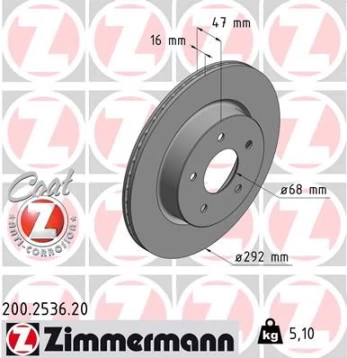 Stabdžių diskas ZIMMERMANN 200.2536.20